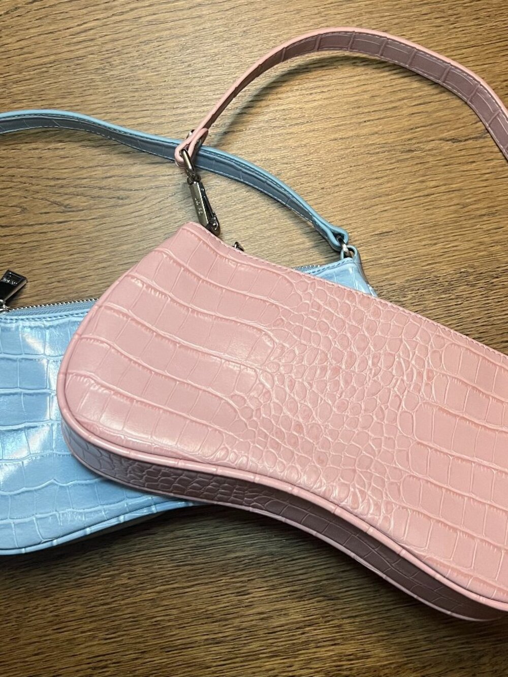 JW PEI Women’s Shoulder Bag Bundle Pink Blue Faux Croc Vegan Leather Y2K Purse